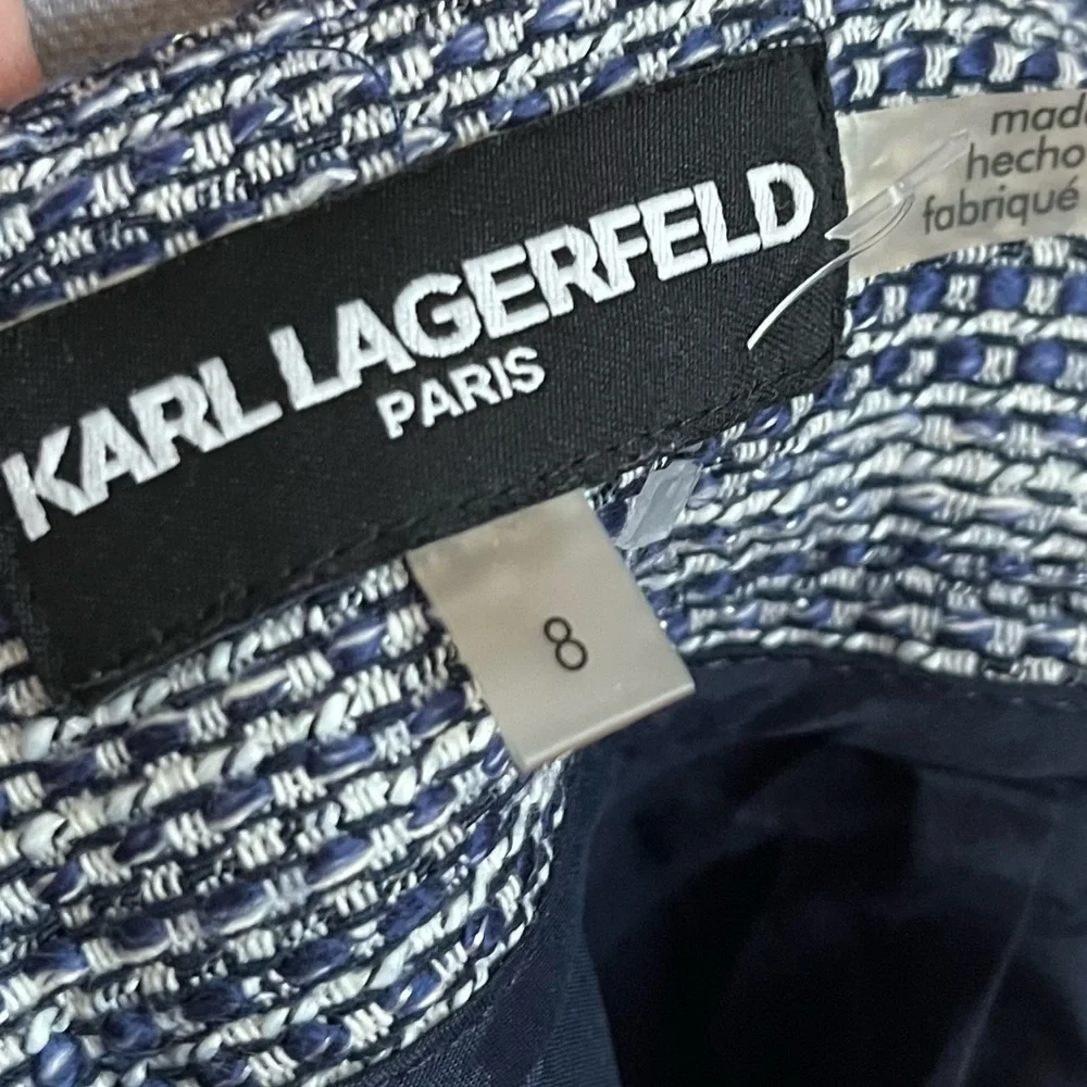Karl Lagerfeld • Blue White Tweed Pencil Skirt